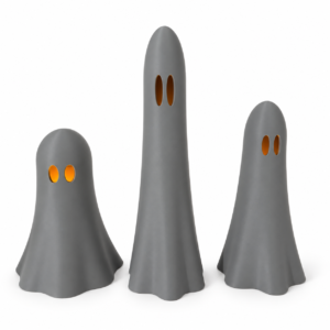 3D Printed Ghost Set with Cutout Eyes – Set of 3